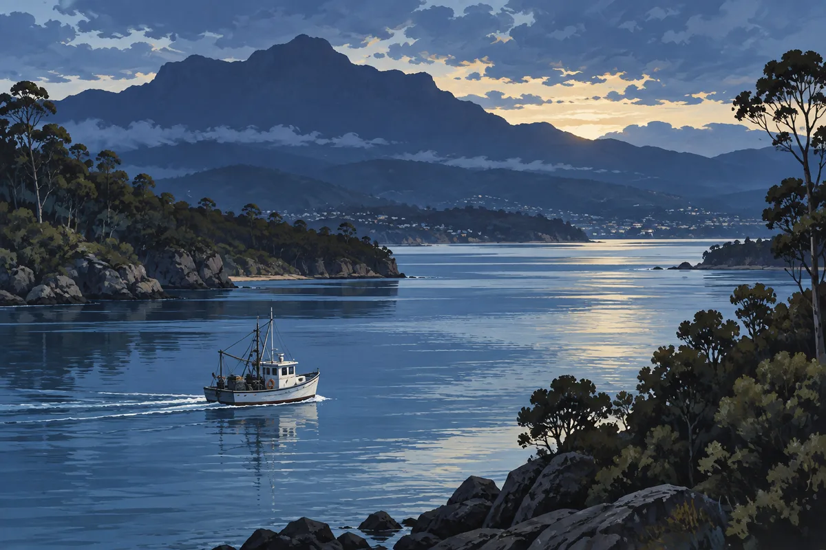 Illustration inspired by Hobart & Derwent Estuary