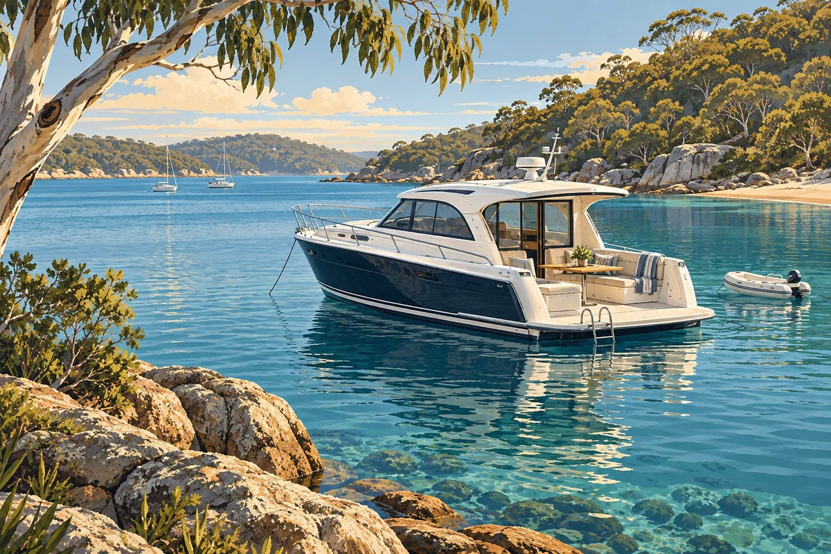 Editorial illustration of motor cruising