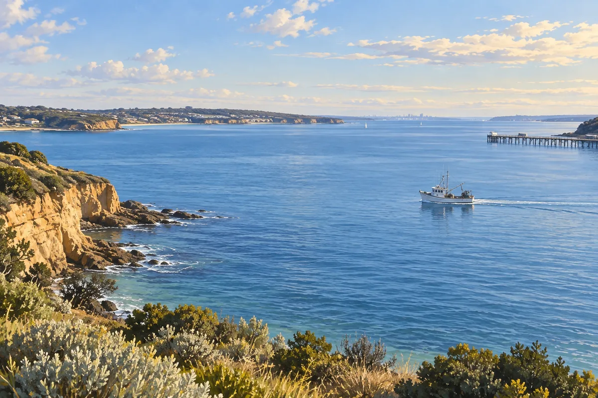 Illustration inspired by Port Phillip & Western Port; not an exact location