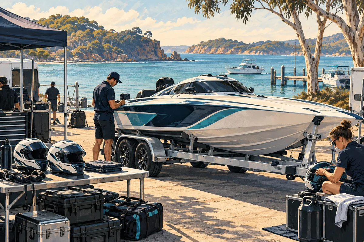 Editorial illustration of powerboat sports & racing