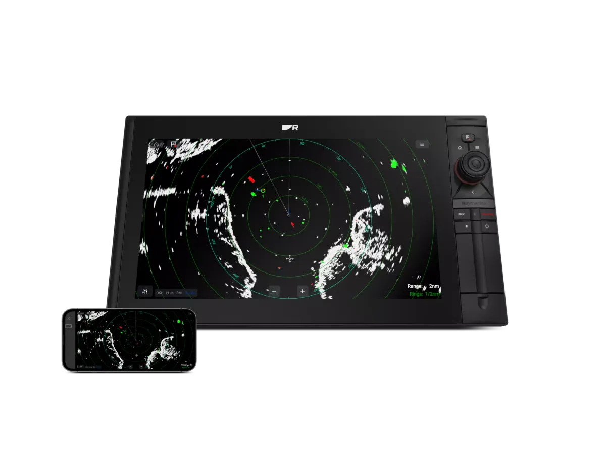 Raymarine display linked to a smartphone